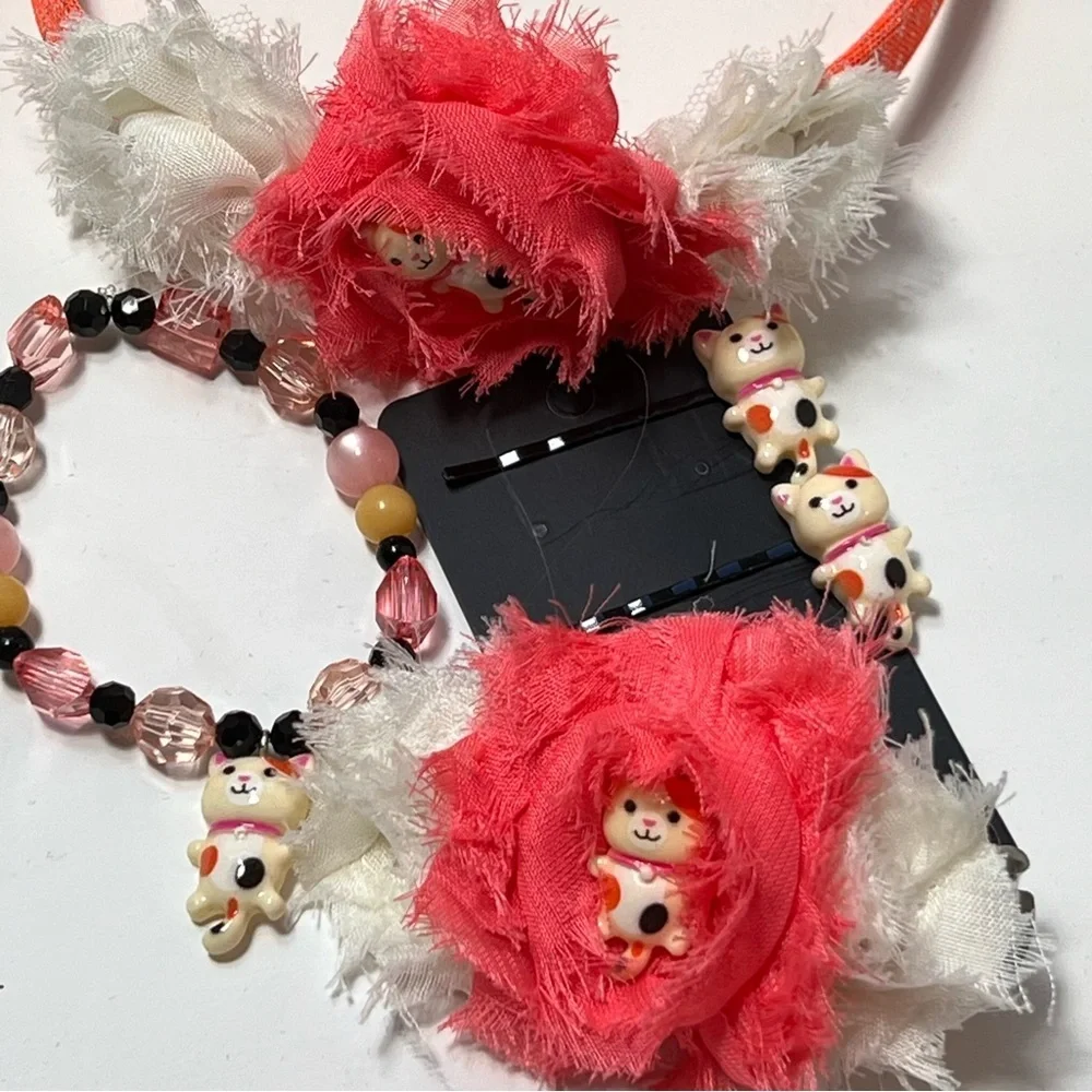 Girls headband and bracelet set includes matching Barrett and Bobby pins.